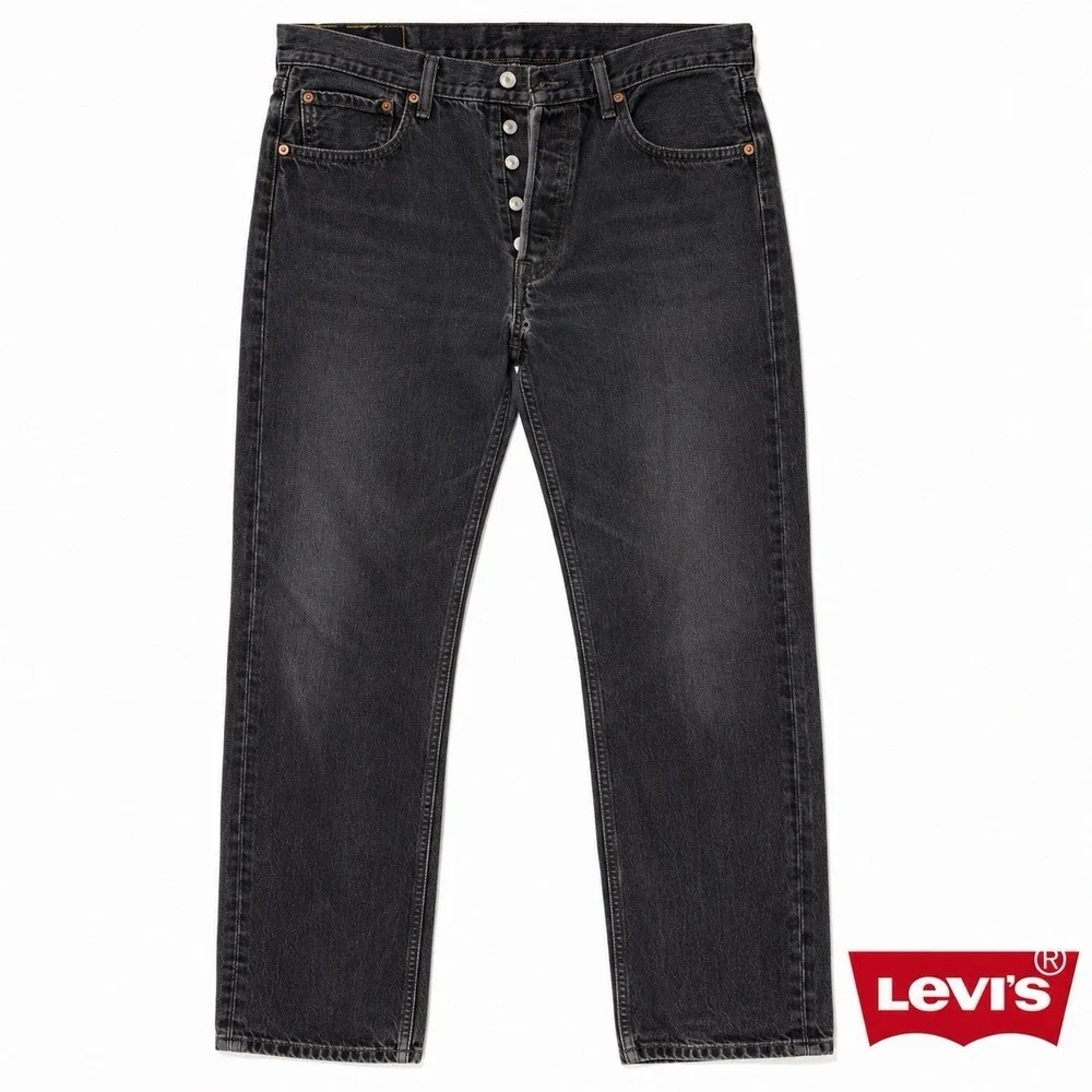 Levi's 501 Original Fit Jeans Men's 34x32 Black Button Fly Straight Denim Worn